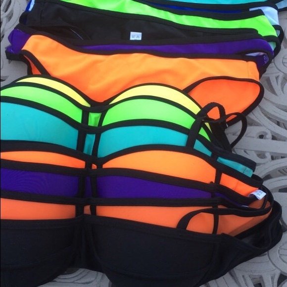 Brand new! Neon caged-bra bikini swimwear - Picture 3 of 3